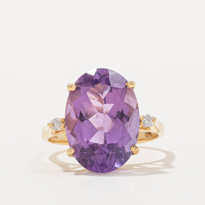 Amethyst & Diamond Cocktail Ring | 5.50ct, 0.04ctw | SZ 4.5 |