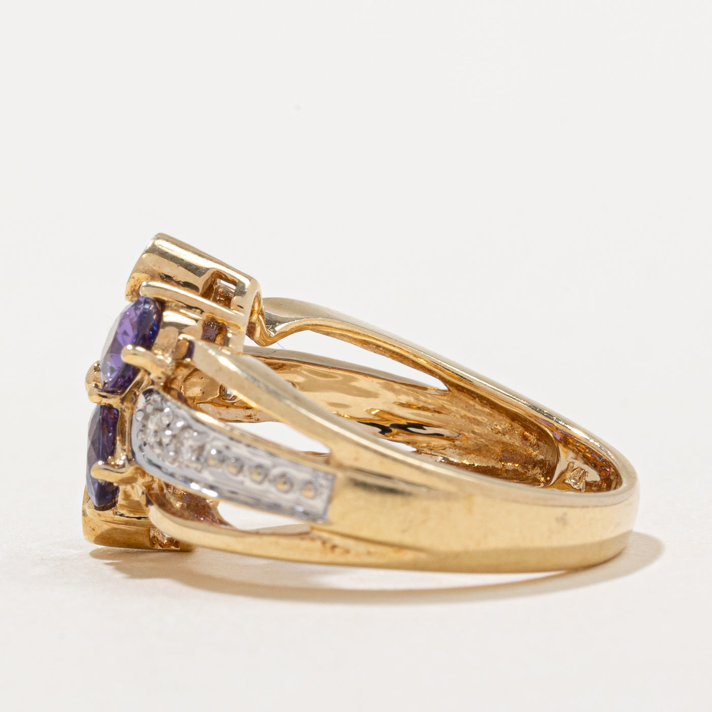 Violet Sapphire & Diamond Cocktail Ring | 1.20ctw, 0.10ctw | SZ 5.75 |