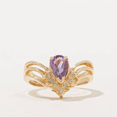 Amethyst & Diamond Chevron Ring | 0.60ct, 0.04ctw | SZ 6.25 |