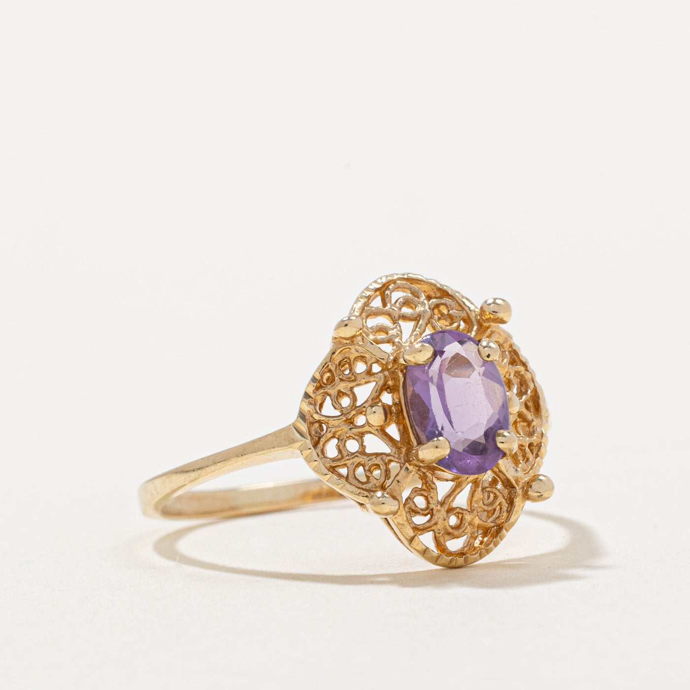 Bague en treillis d'améthyste | 0,70 ct | Taille 7,5 | 