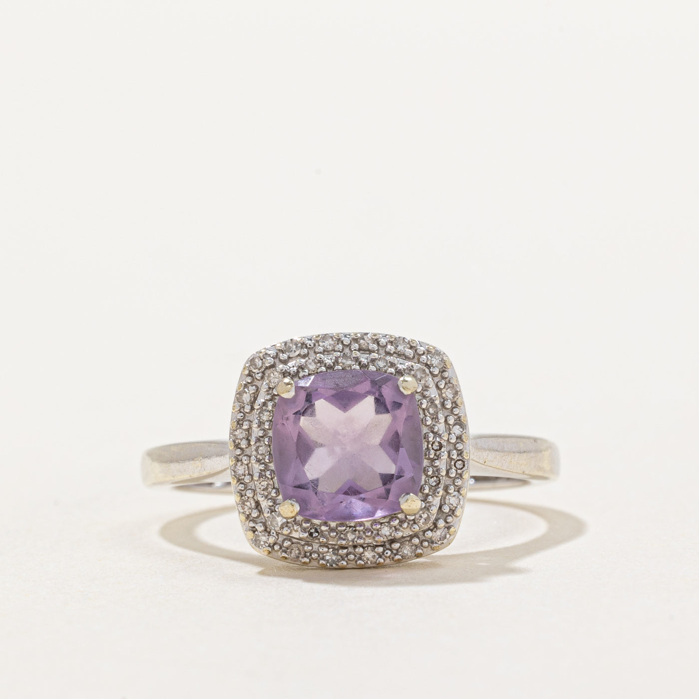 Amethyst & Diamond Halo Ring | 1.40ct, 0.10ctw | SZ 7.25 |
