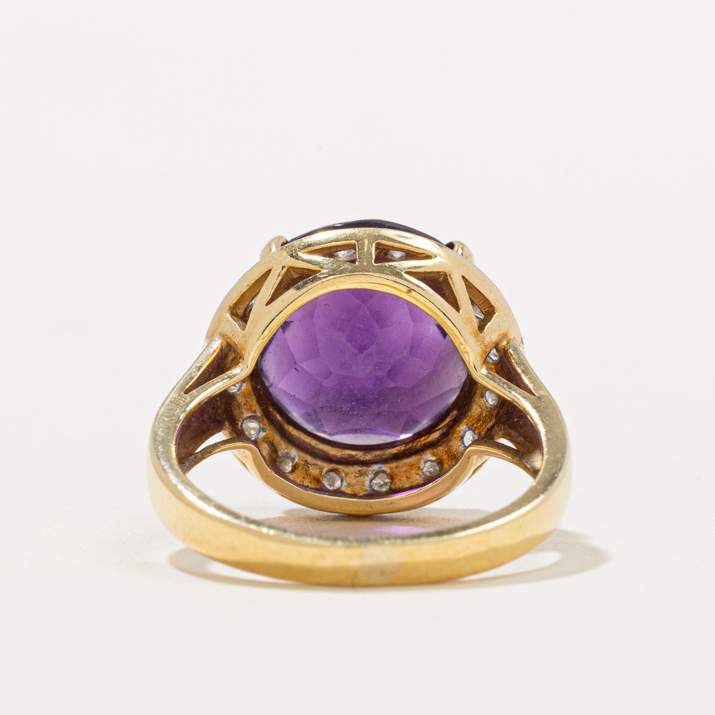 Bague halo améthyste et diamants | 5,00 ct, 0,16 ct au total | Taille 5,5 | 