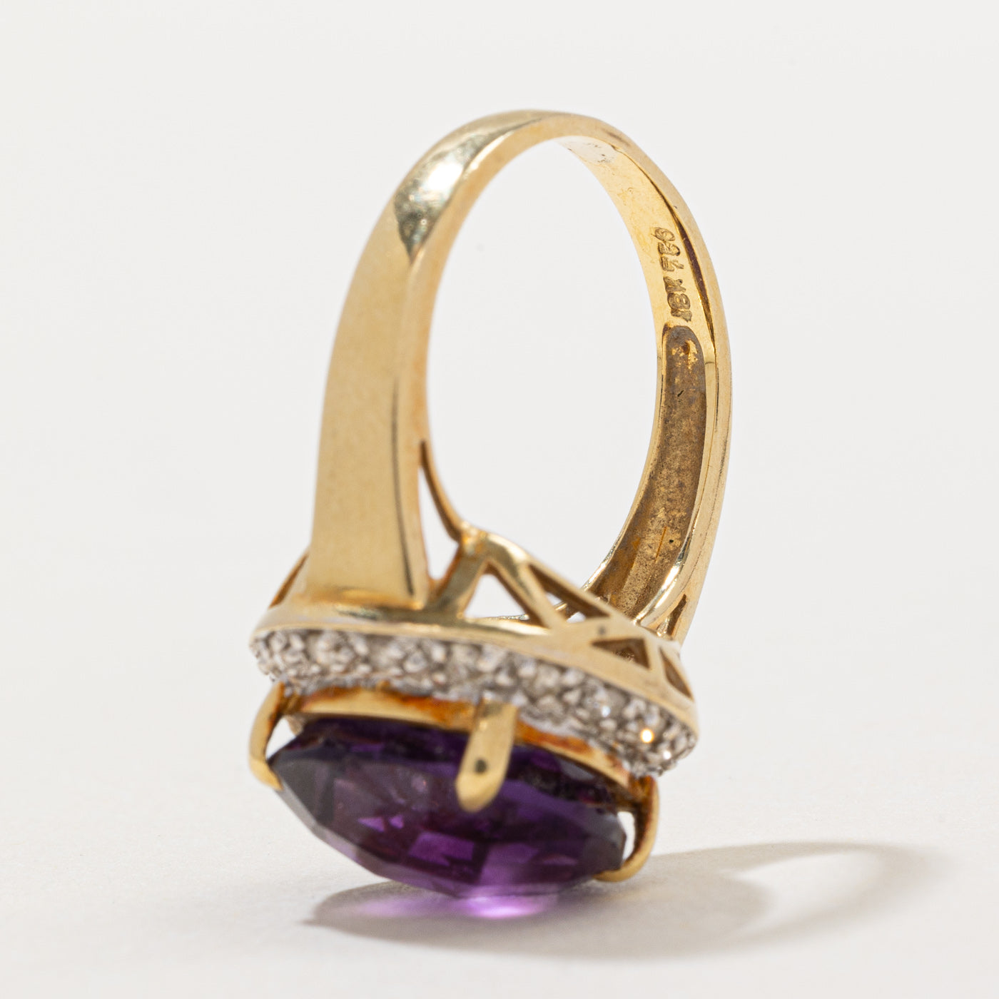 Bague halo améthyste et diamants | 5,00 ct, 0,16 ct au total | Taille 5,5 | 