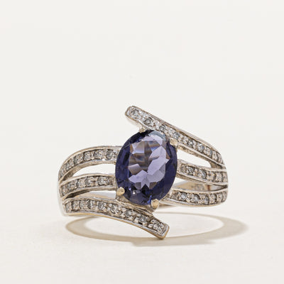 Iolite & Diamond Bypass Ring | 1.50ct, 0.15ctw | SZ 6 |