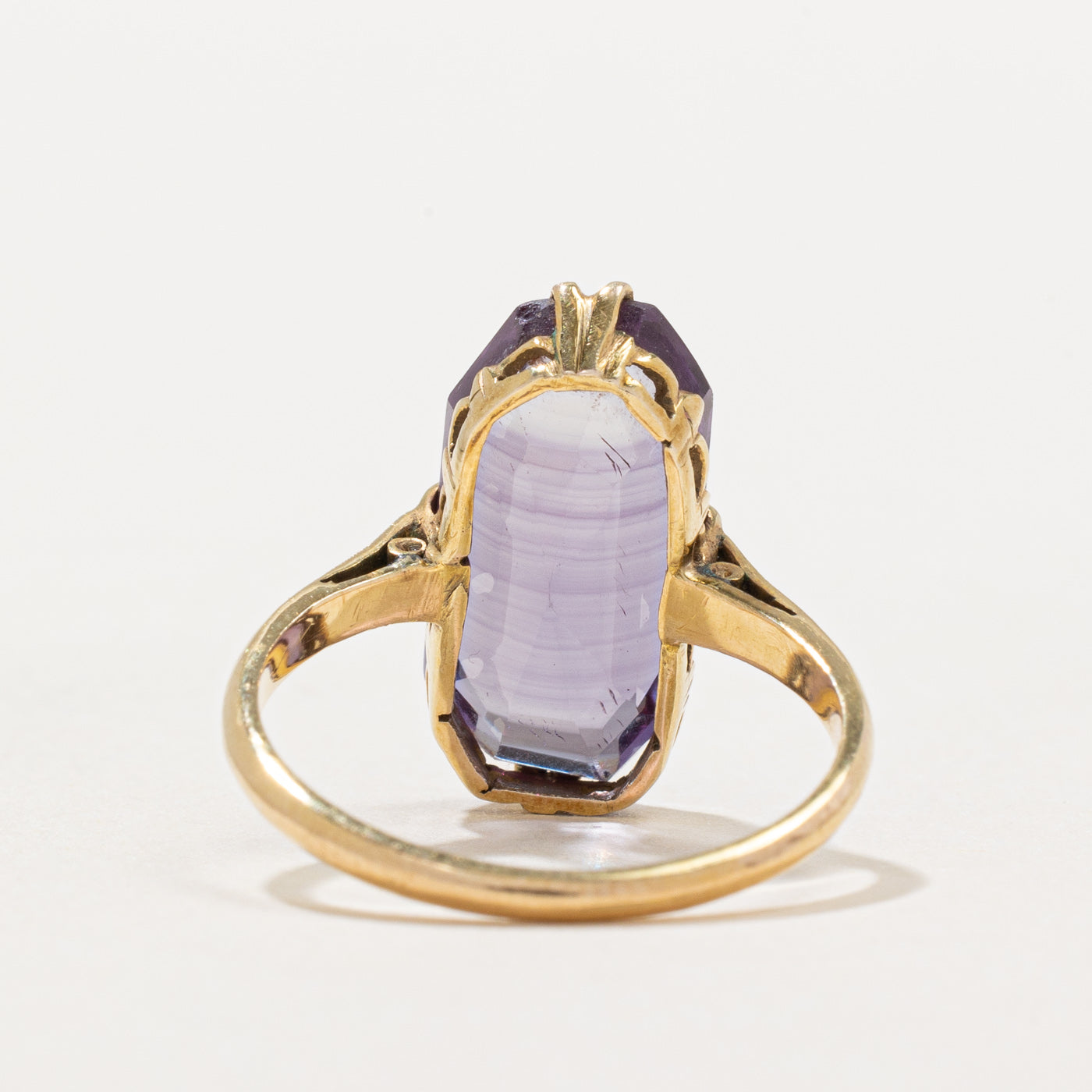 Vintage 14K Gold Synthetic Colour-Change Sapphire Cocktail Ring | 6.50ct | SZ 6.5 |