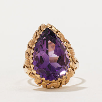 Pear Cut Amethyst Cocktail Ring | 7.00ct | SZ 4.5 |