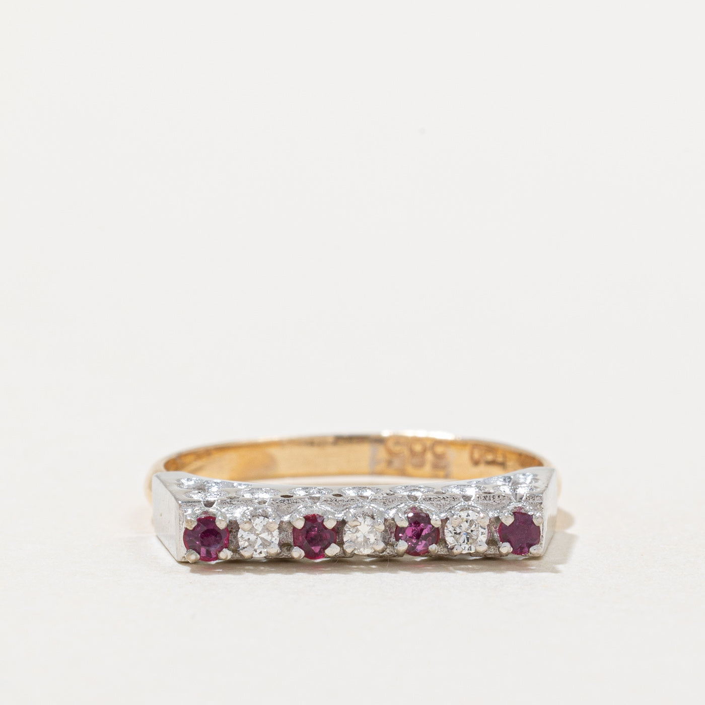 Ruby & Diamond High Set Ring | 0.12ctw, 0.08ctw | SZ 5.5 |