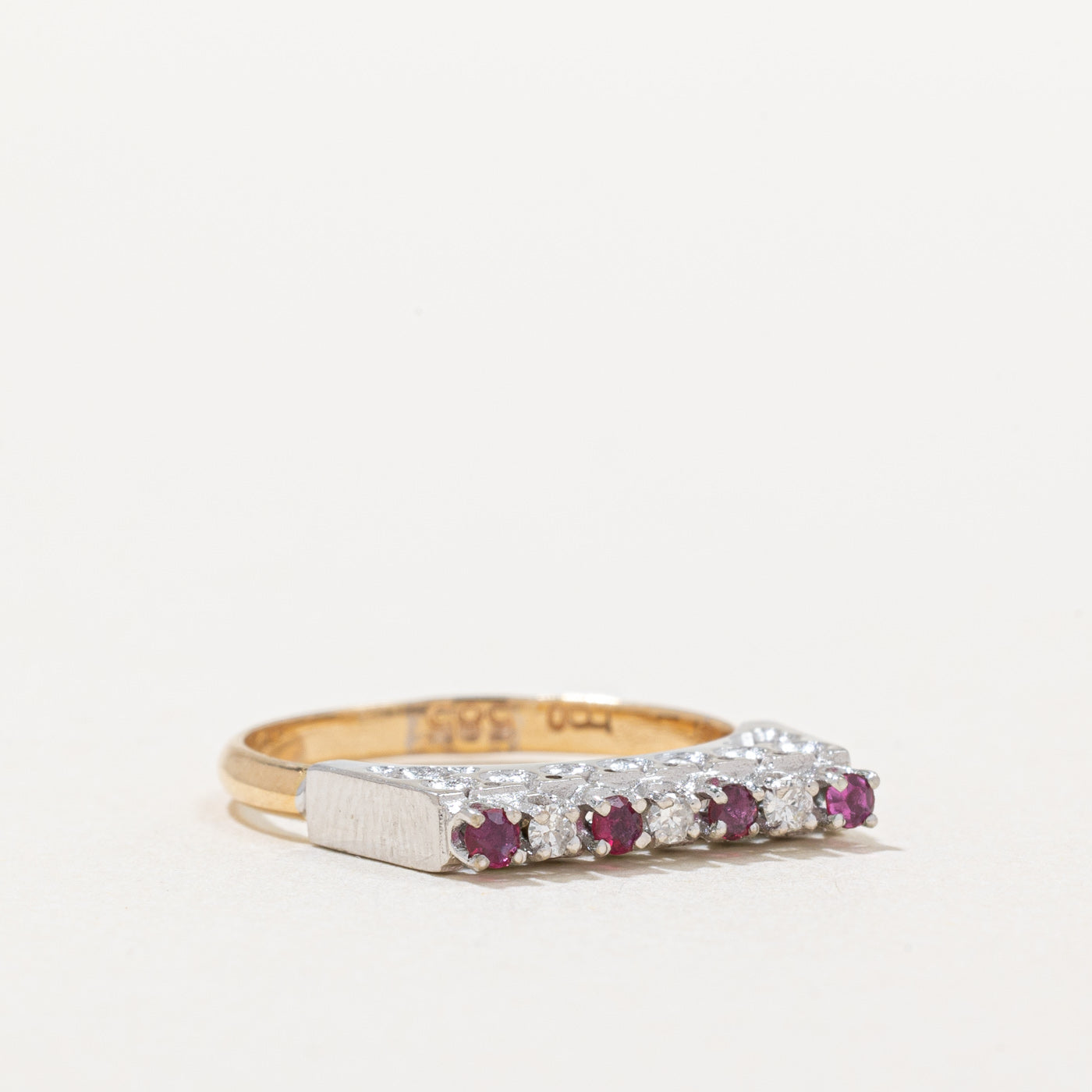 Ruby & Diamond High Set Ring | 0.12ctw, 0.08ctw | SZ 5.5 |
