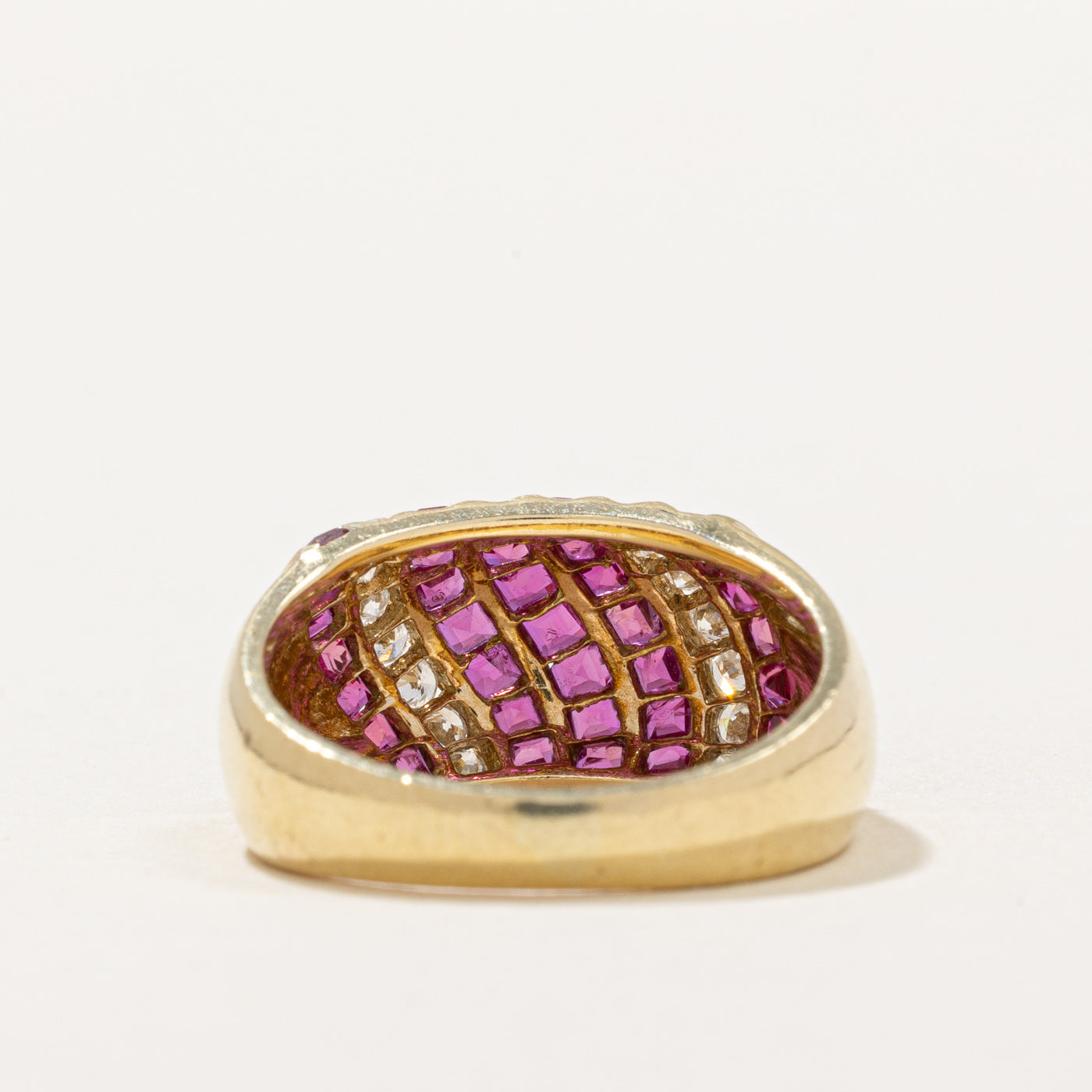 Channel Set Ruby & Diamond Dome Ring | 1.75ctw, 0.28ctw | SZ 6 |