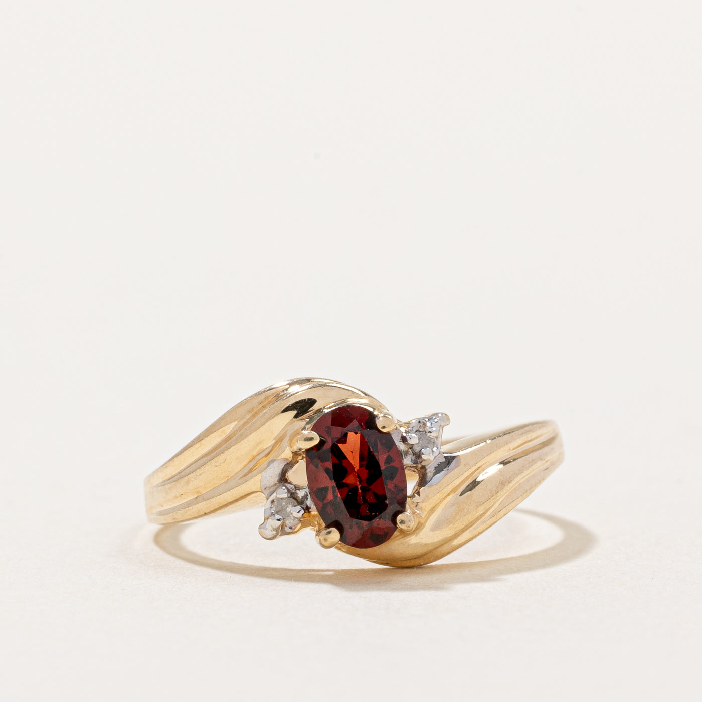 Garnet & Diamond Bypass Ring | 0.60ct, 0.01ctw | SZ 5.75 |