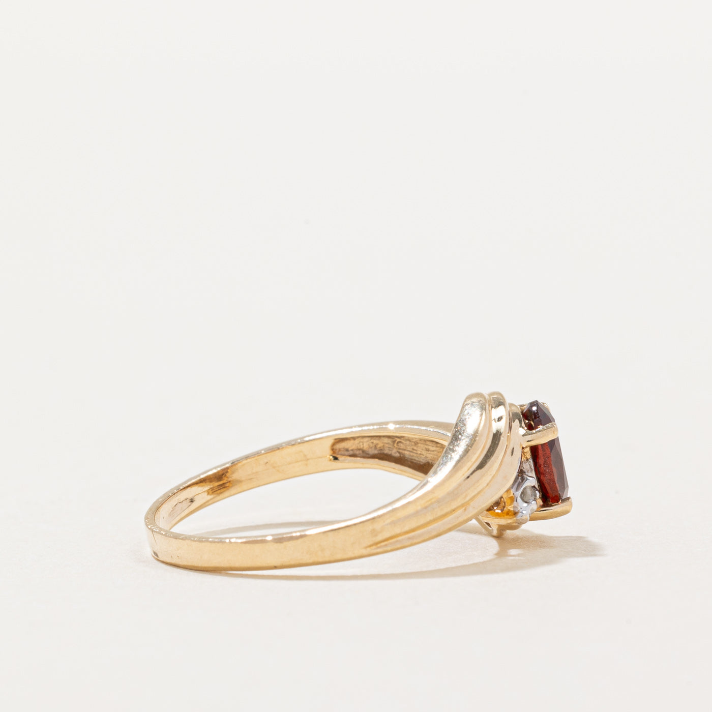 Garnet & Diamond Bypass Ring | 0.60ct, 0.01ctw | SZ 5.75 |