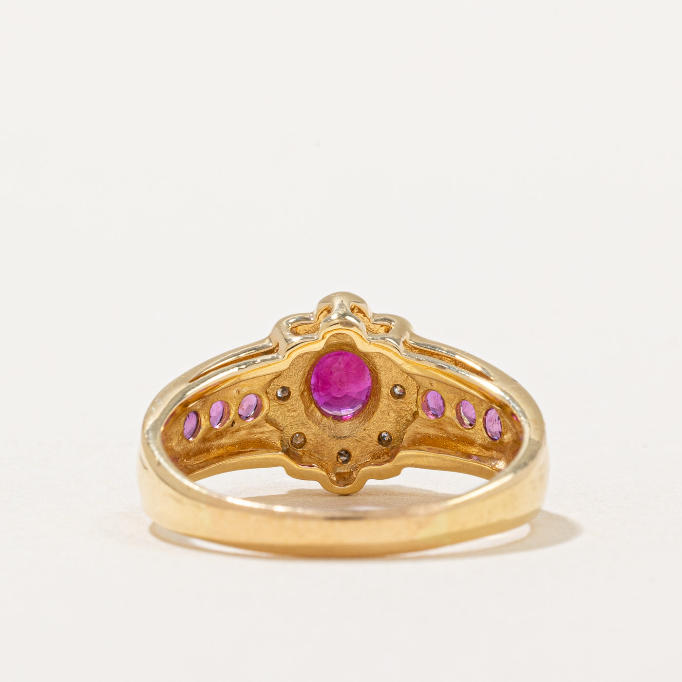 Ruby & Diamond Halo Ring | 0.60ctw, 0.08ctw | SZ 6 |