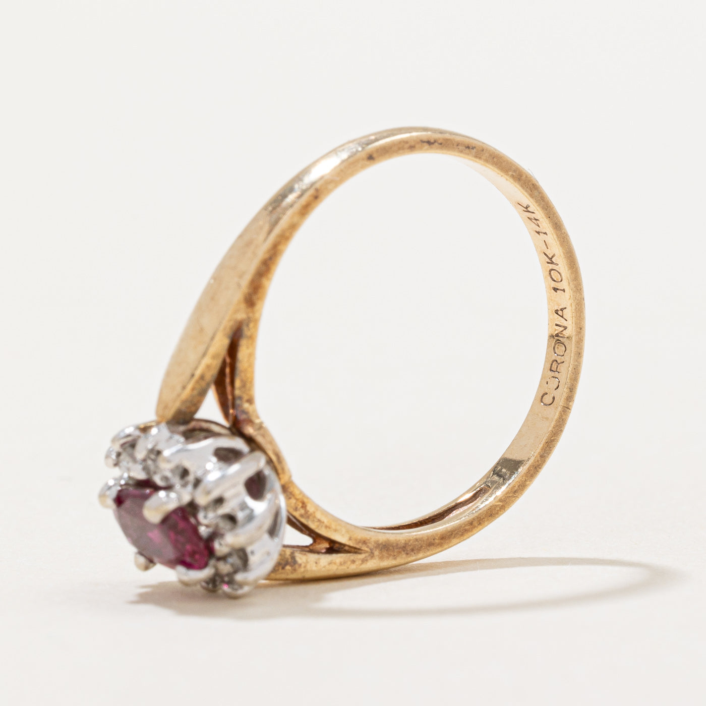 Ruby & Diamond Halo Ring | 0.50ct, 0.10ctw | SZ 6 |