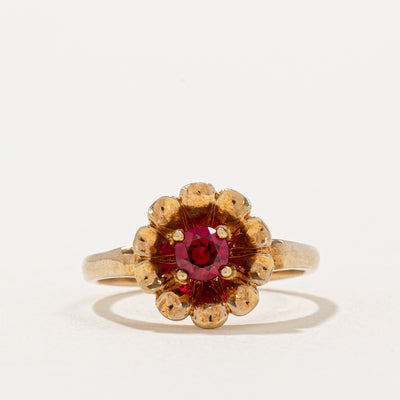 Synthetic Ruby Flower Ring | 0.30ct | SZ 5 |