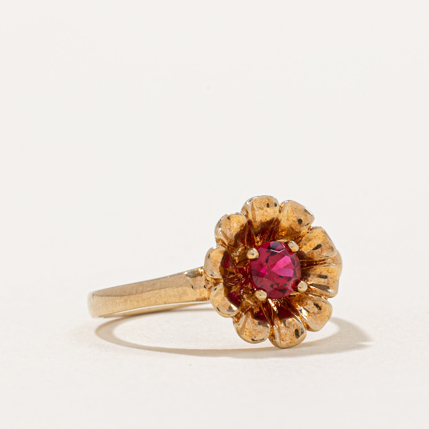 Synthetic Ruby Flower Ring | 0.30ct | SZ 5 |