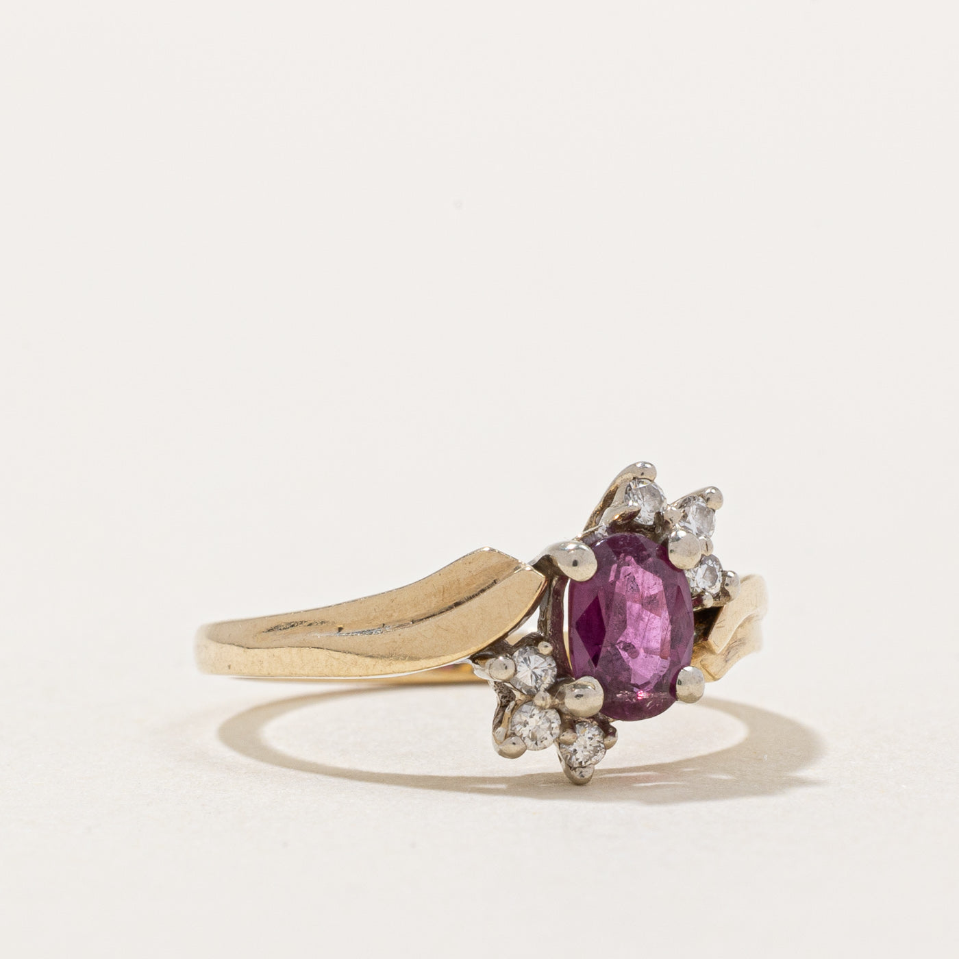Ruby & Diamond Bypass Ring | 0.40ct, 0.07ctw | SZ 5 |
