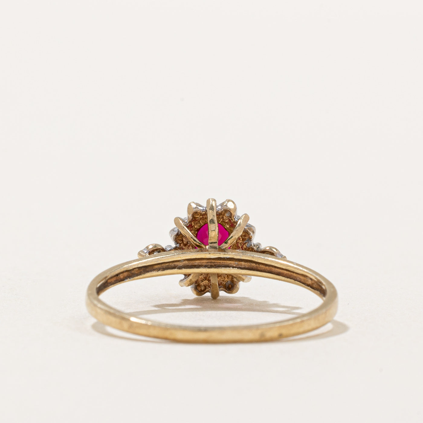Synthetic Ruby & Diamond Halo Ring | 0.50ct, 0.01ctw | SZ 7 |