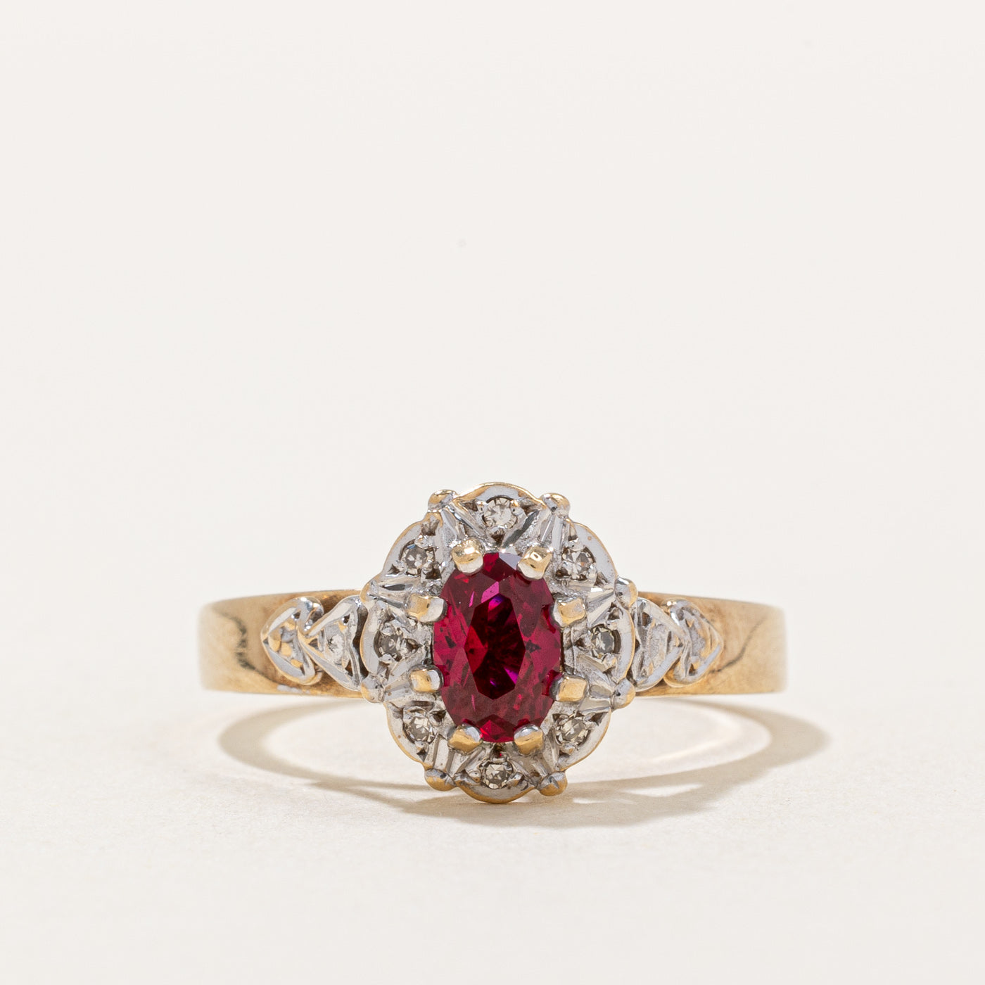 Synthetic Ruby & Diamond Ring | 0.50ct, 0.04ctw | SZ 7.25 |