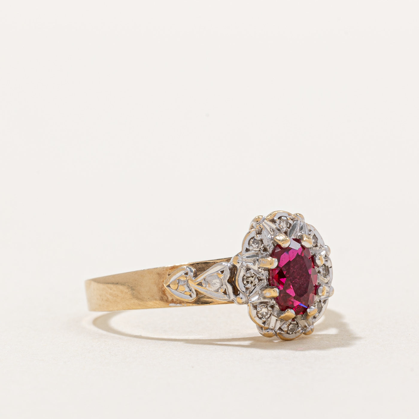 Synthetic Ruby & Diamond Ring | 0.50ct, 0.04ctw | SZ 7.25 |