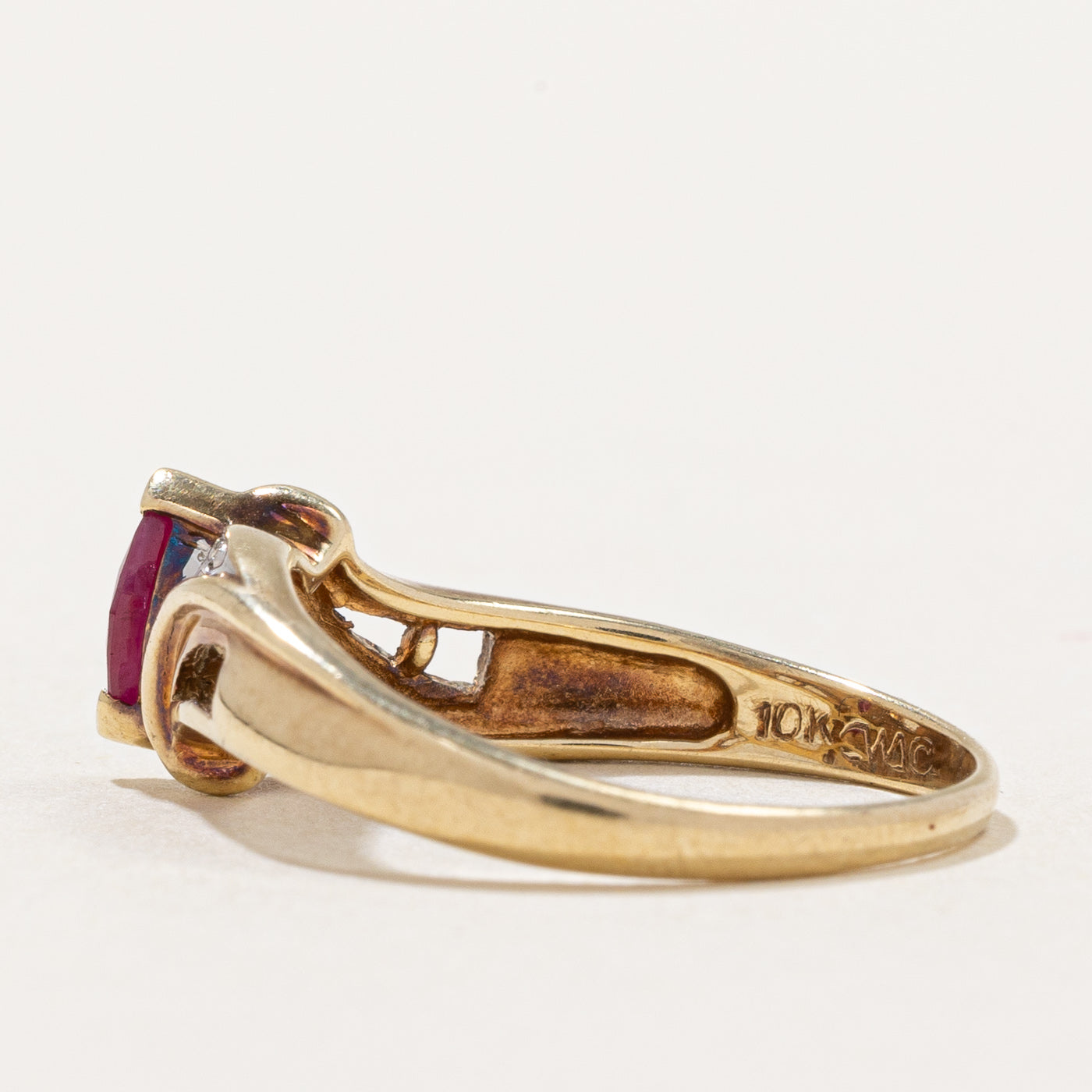 Ruby & Diamond Bypass Ring | 0.23ct, 0.02ctw | SZ 6 |