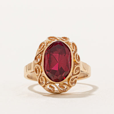 Synthetic Ruby Cocktail Ring | 3.60ct | SZ 6.25 |
