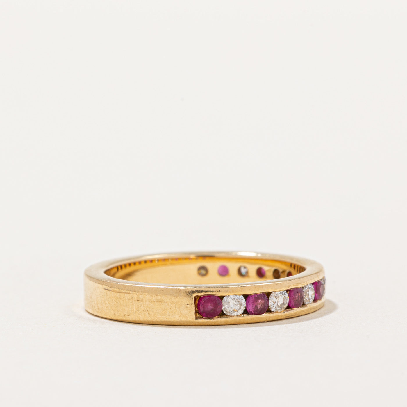 Channel Set Ruby & Diamond Band | 0.30ctw, 0.24ctw | SZ 6.5 |