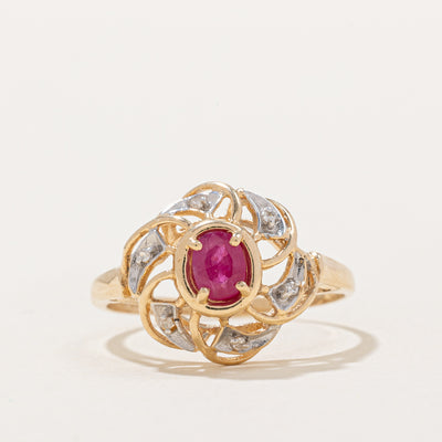 Ruby & Diamond Cocktail Ring | 0.40ct, 0.03ctw | SZ 8.75 |
