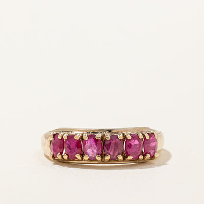 Six Stone Oval Cut Ruby Ring | 1.20ctw | SZ 6.75 |
