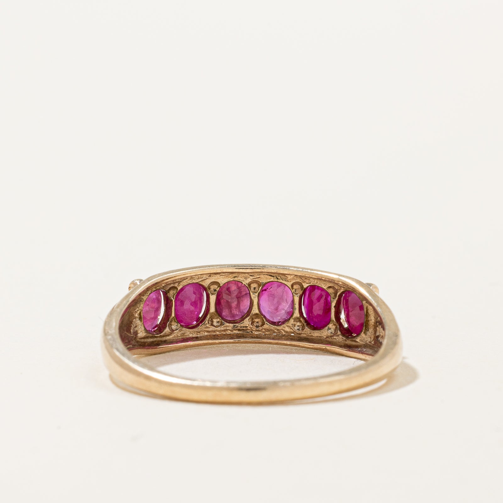 Six Stone Oval Cut Ruby Ring | 1.20ctw | SZ 6.75 |
