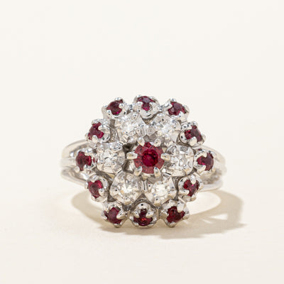 Ruby & Diamond Cluster Ring | 0.50ct, 0.18ctw | SZ 6 |