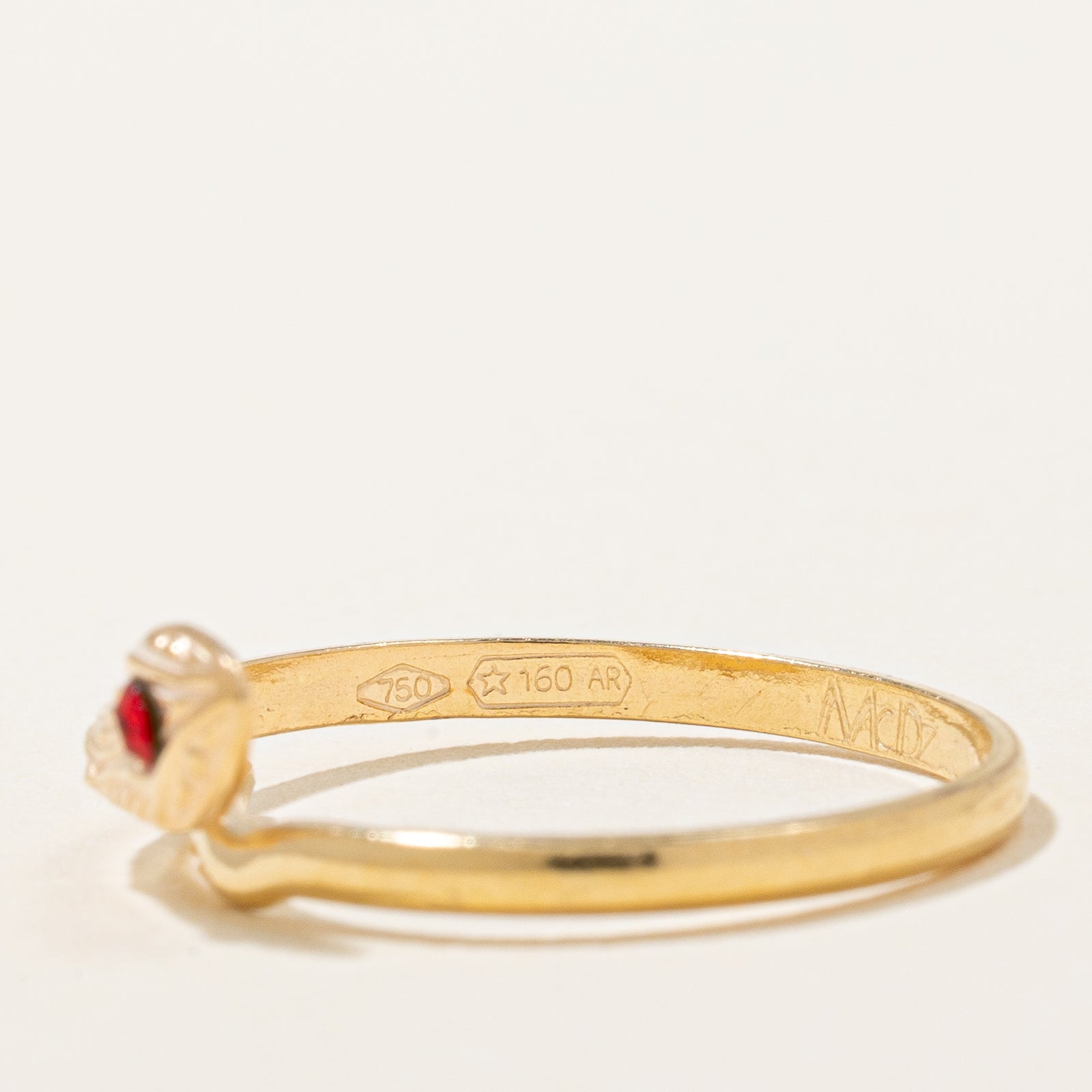 Bague serpent en verre rouge | 0,02 ct | Taille 4,5 | 