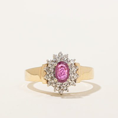 Ruby & Diamond Halo Ring | 0.51ct, 0.26ctw | SZ 9.25 |