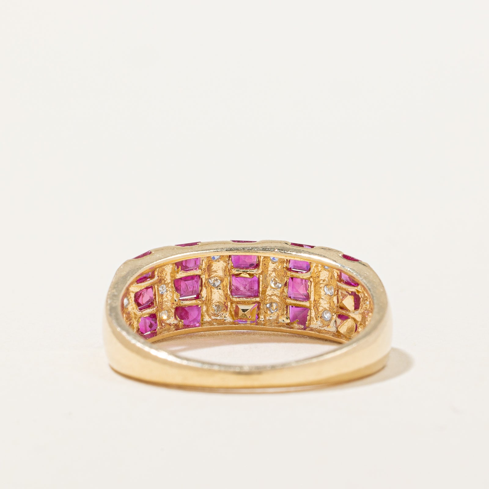 Channel Set Ruby & Diamond Ring | 0.75ctw, 0.15ctw | SZ 7 |