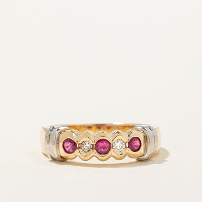 Ruby & Diamond Scallop Edged Ring | 0.18ctw, 0.06ctw | SZ 6.75 |