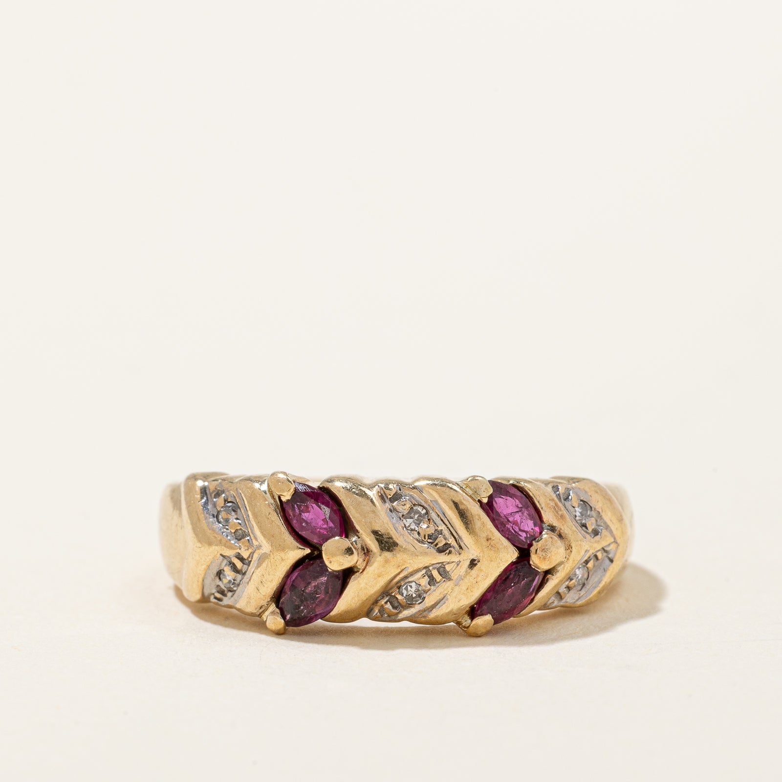 Ruby & Diamond Braided Band | 0.28ctw, 0.03ctw | SZ 6.75 |