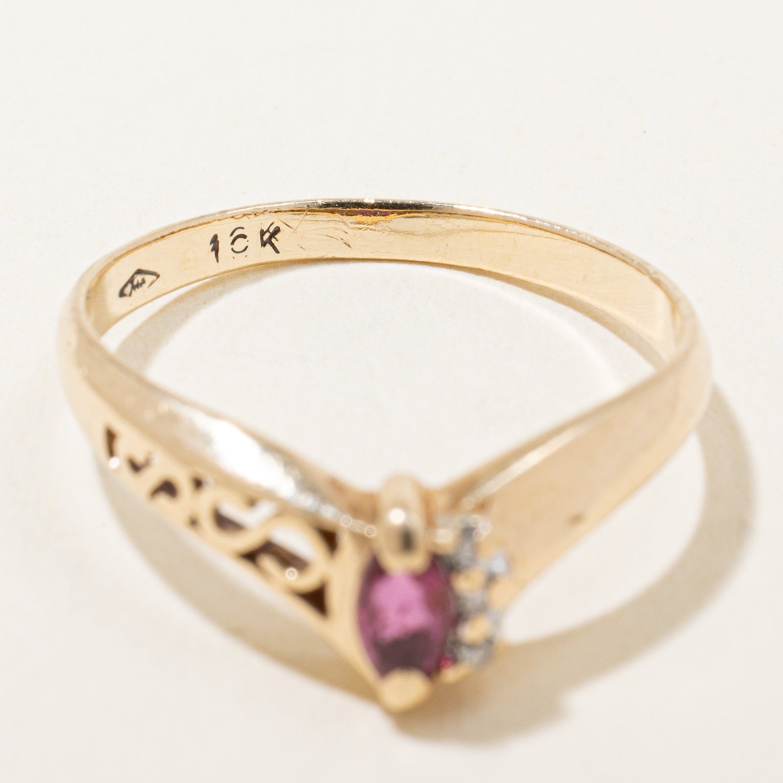 Ruby & Diamond Chevron Ring | 0.15ct, 0.02ctw | SZ 6.5 |