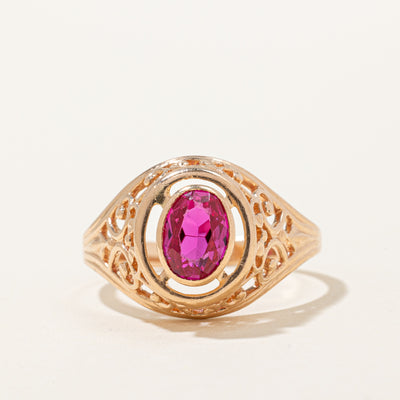 Synthetic Ruby Filigree Tapered Ring | 1.50ct | SZ 9.25 |