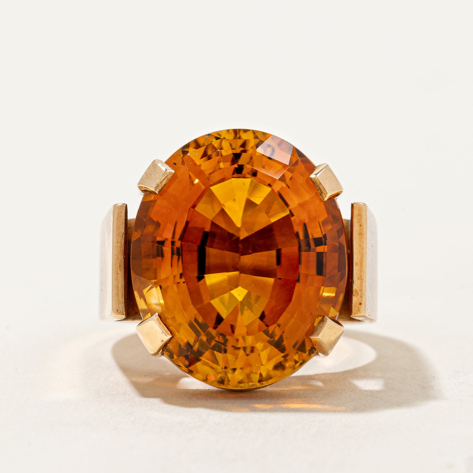 Mandarin Citrine Cocktail Ring | 15.00ct | SZ 6.5 |