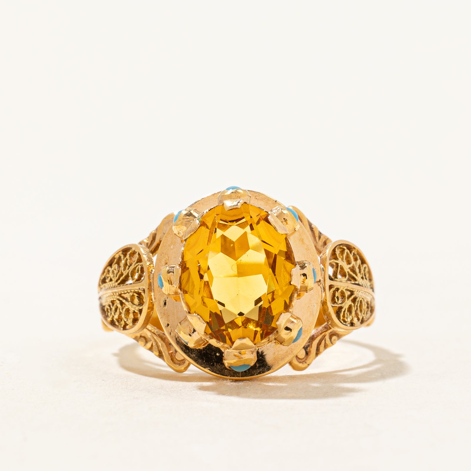 Orange & Turquoise Glass Ring | 3.24ct | SZ 7.5 |