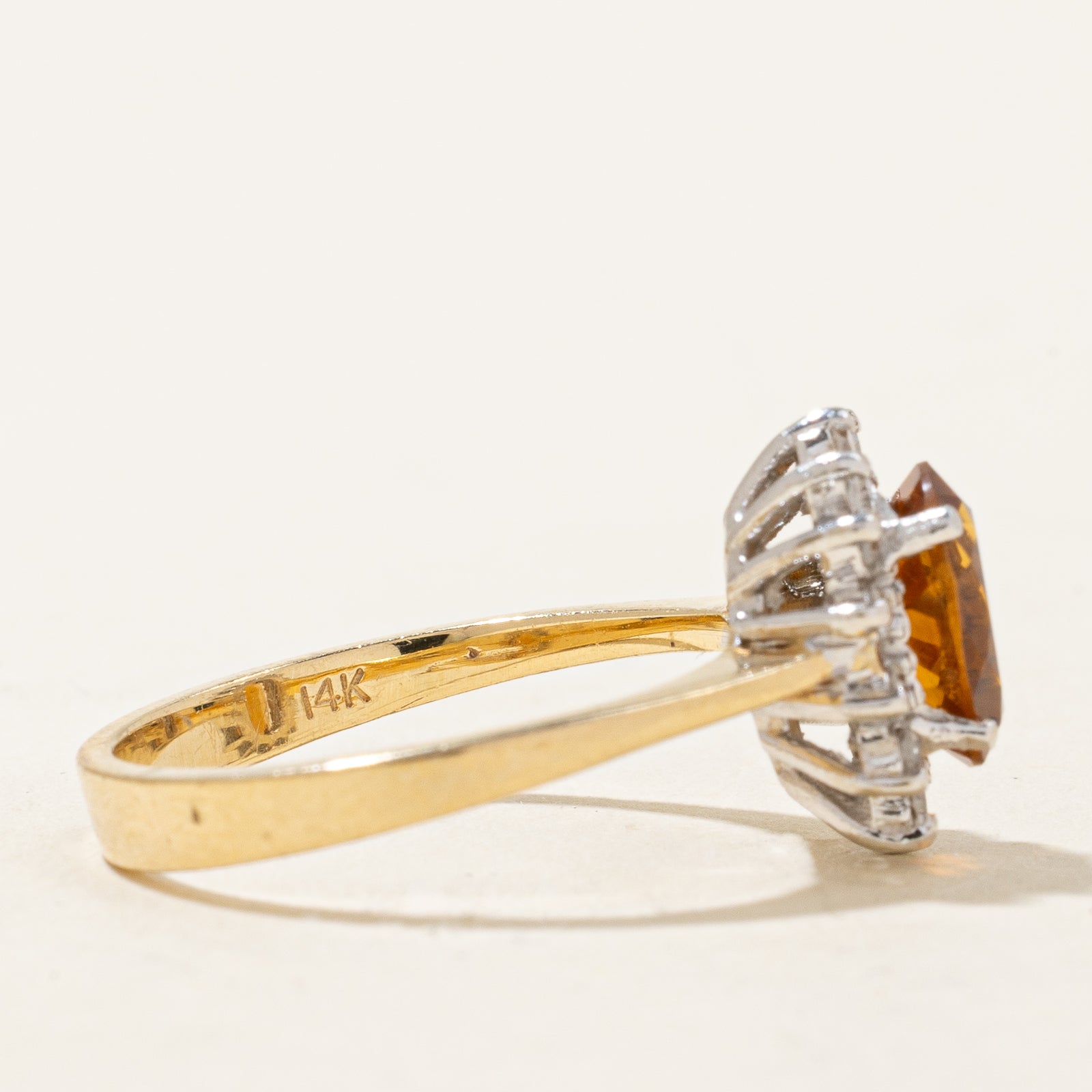 Mandarin Citrine & Diamond Ring | 1.14ct. 0.21ctw | SZ 5.75 |