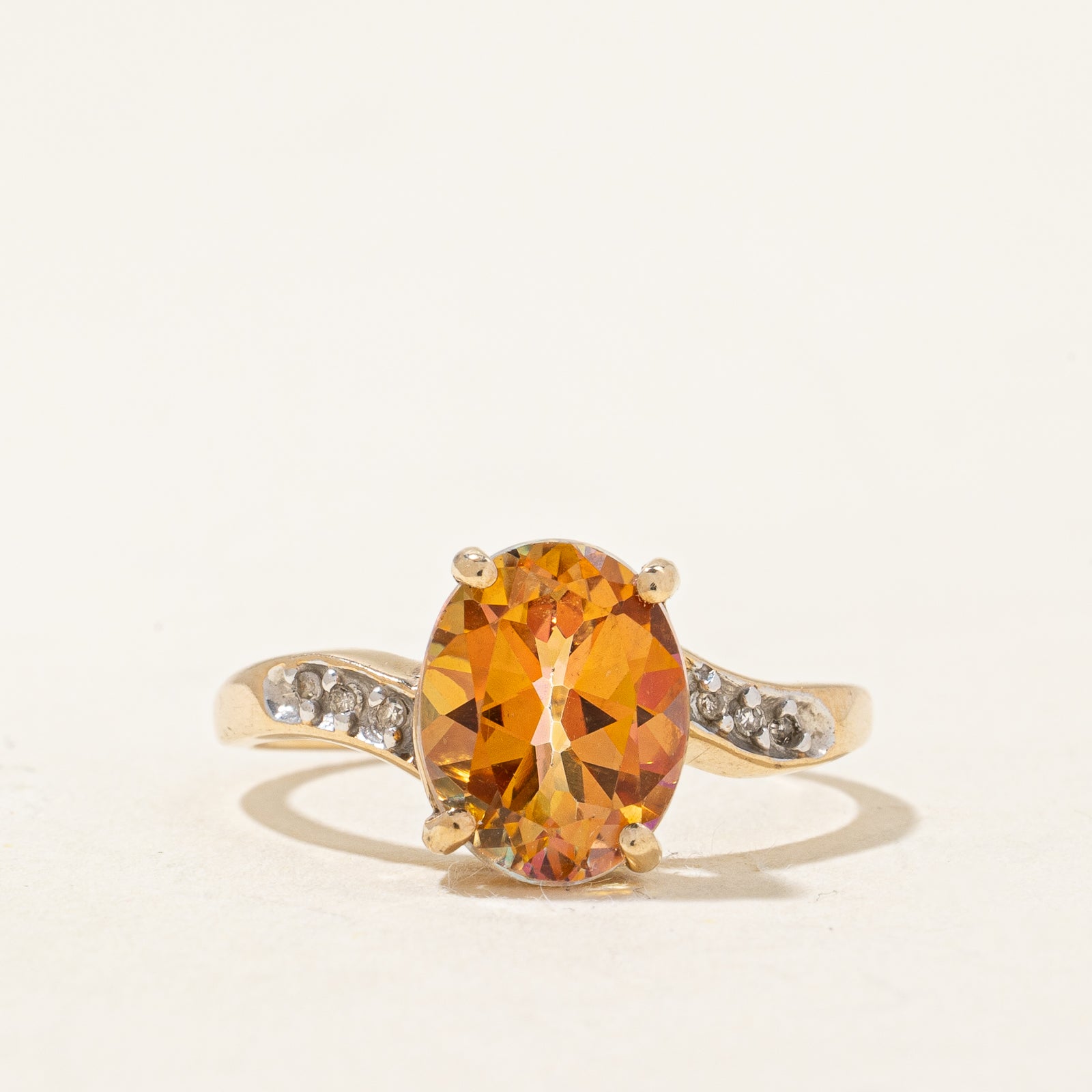 Mystic Topaz & Diamond Bypass Ring | 3.00ct, 0.03ctw | SZ 6.5 |
