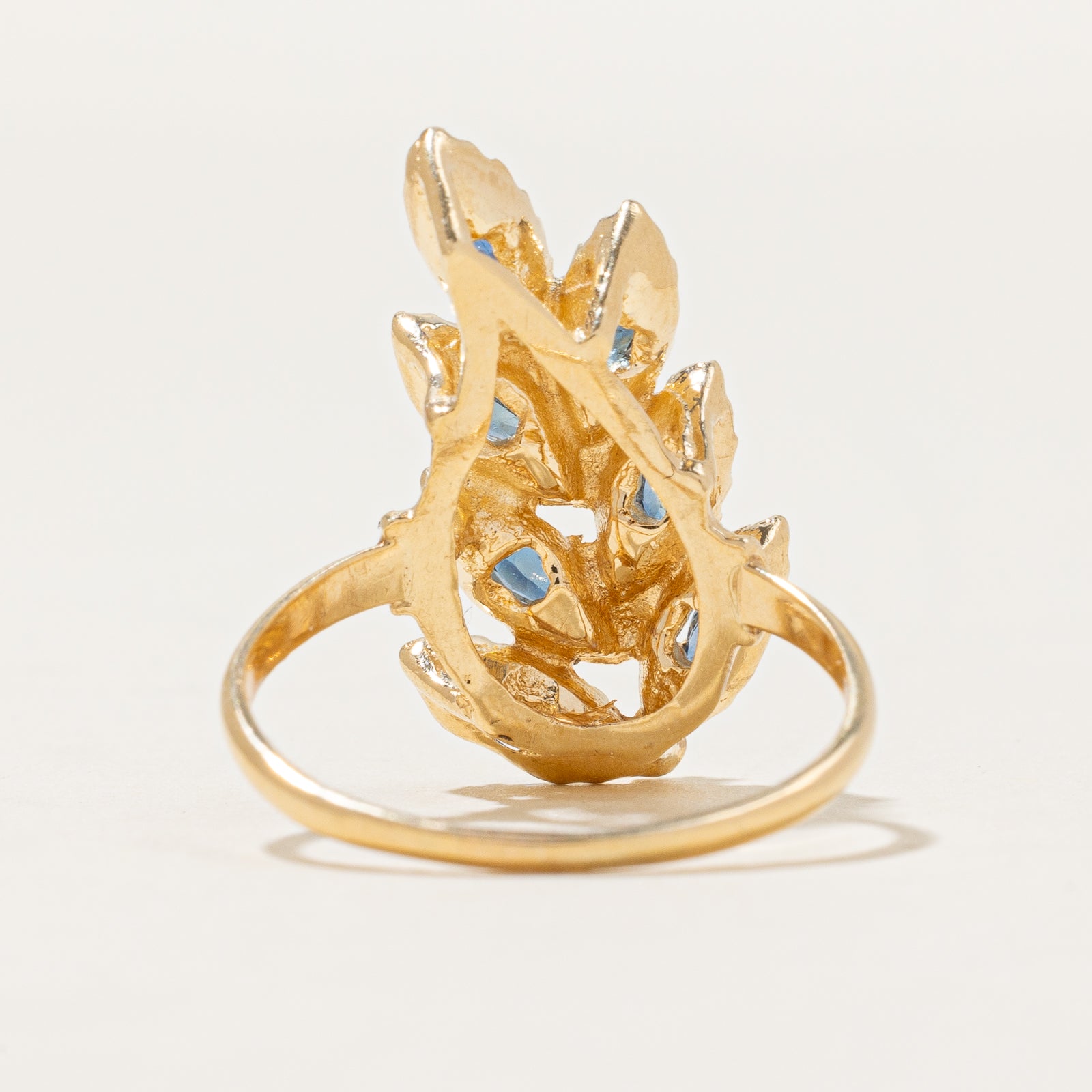 Blue Sapphire & Diamond Feather Ring | 0.50ctw, 0.05ctw | SZ 5.75 |