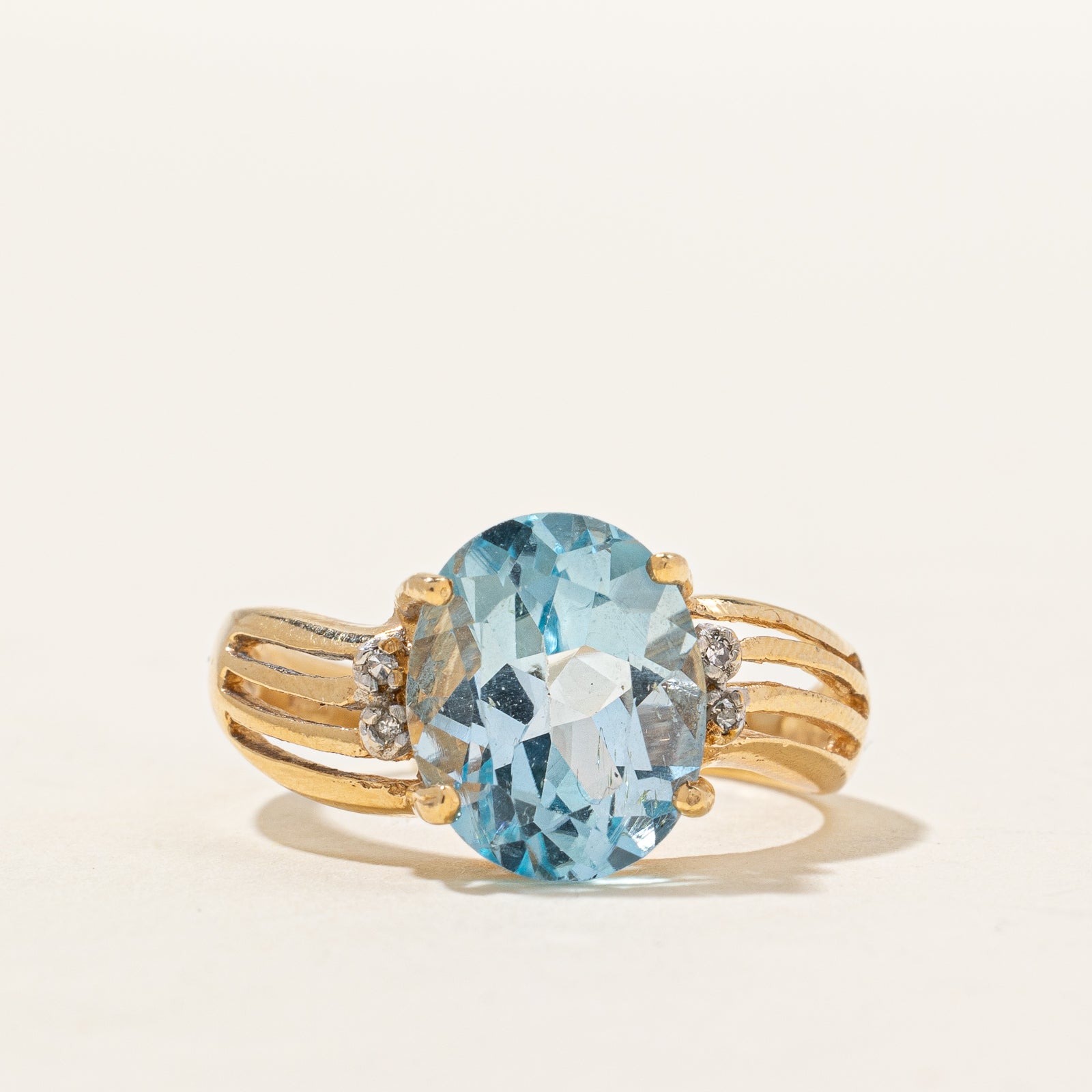 Blue Topaz & Diamond Cocktail Ring | 4.90ct, 0.02ctw | SZ 7.75 |