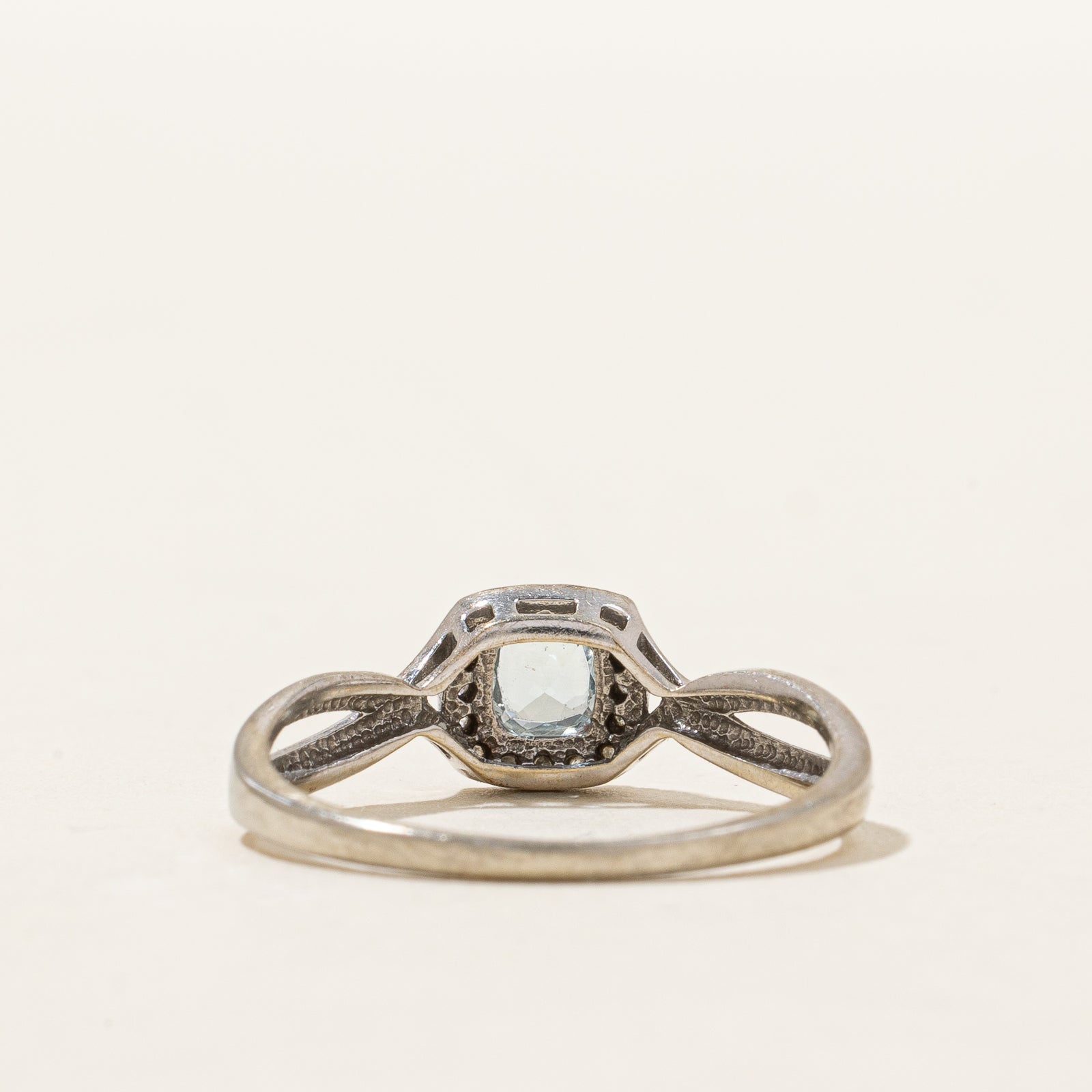 Aquamarine & Diamond Halo Ring | 0.30ct, 0.06ctw | SZ 6.5 |