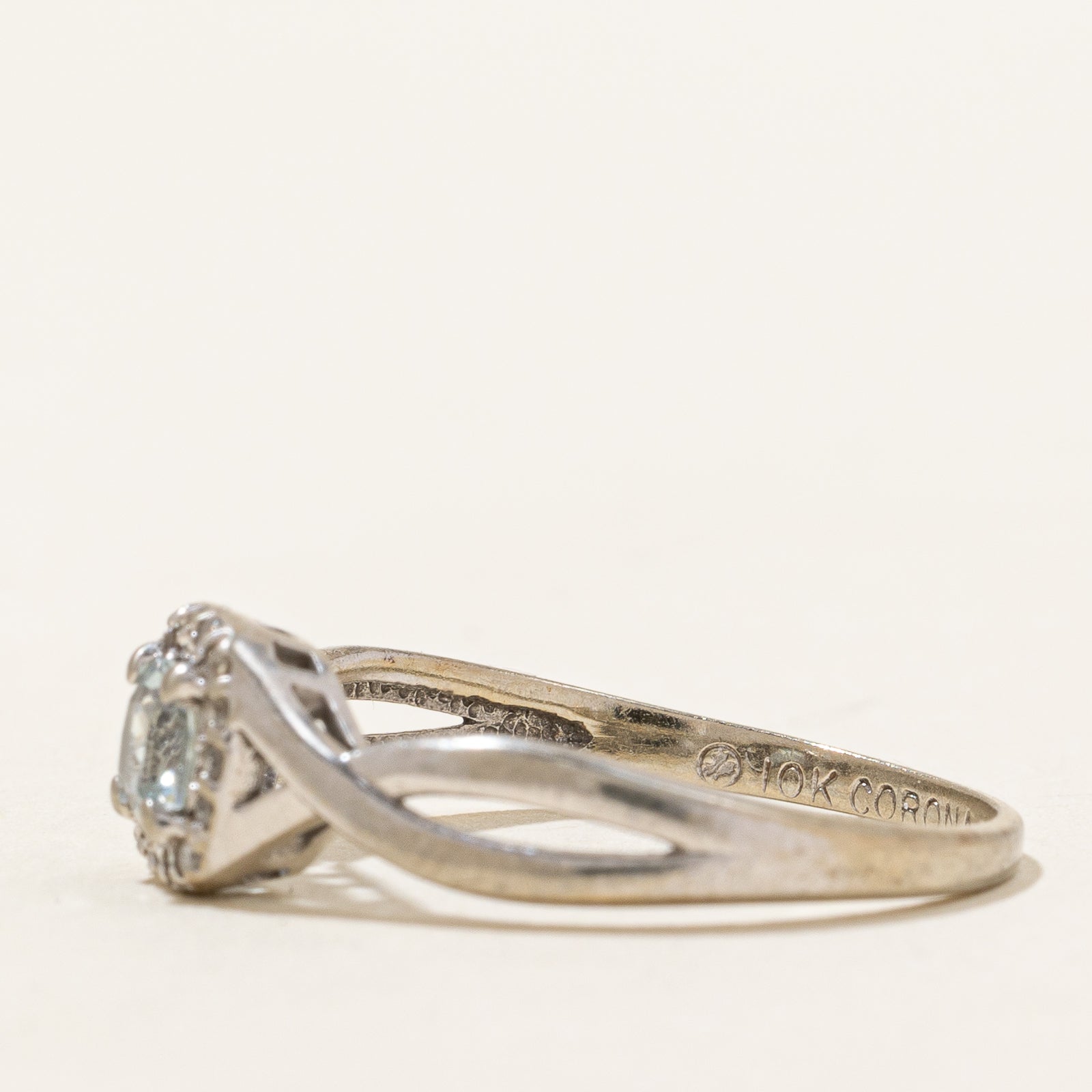 Aquamarine & Diamond Halo Ring | 0.30ct, 0.06ctw | SZ 6.5 |