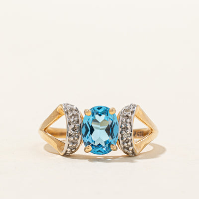Blue Topaz & Diamond Ring | 1.00ct, 0.04ctw | SZ 7.75 |