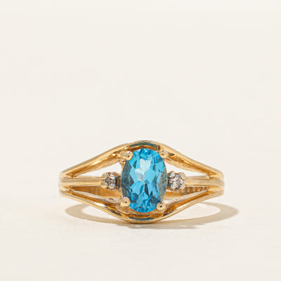 Blue Topaz & Diamond Ring | 0.95ct, 0.03ctw | SZ 6.75 |