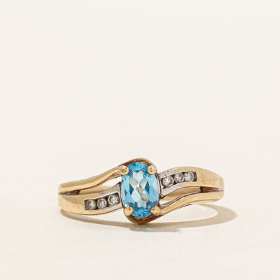 Blue Topaz & Diamond Bypass Ring | 0.50ct, 0.06ctw | SZ 6 |