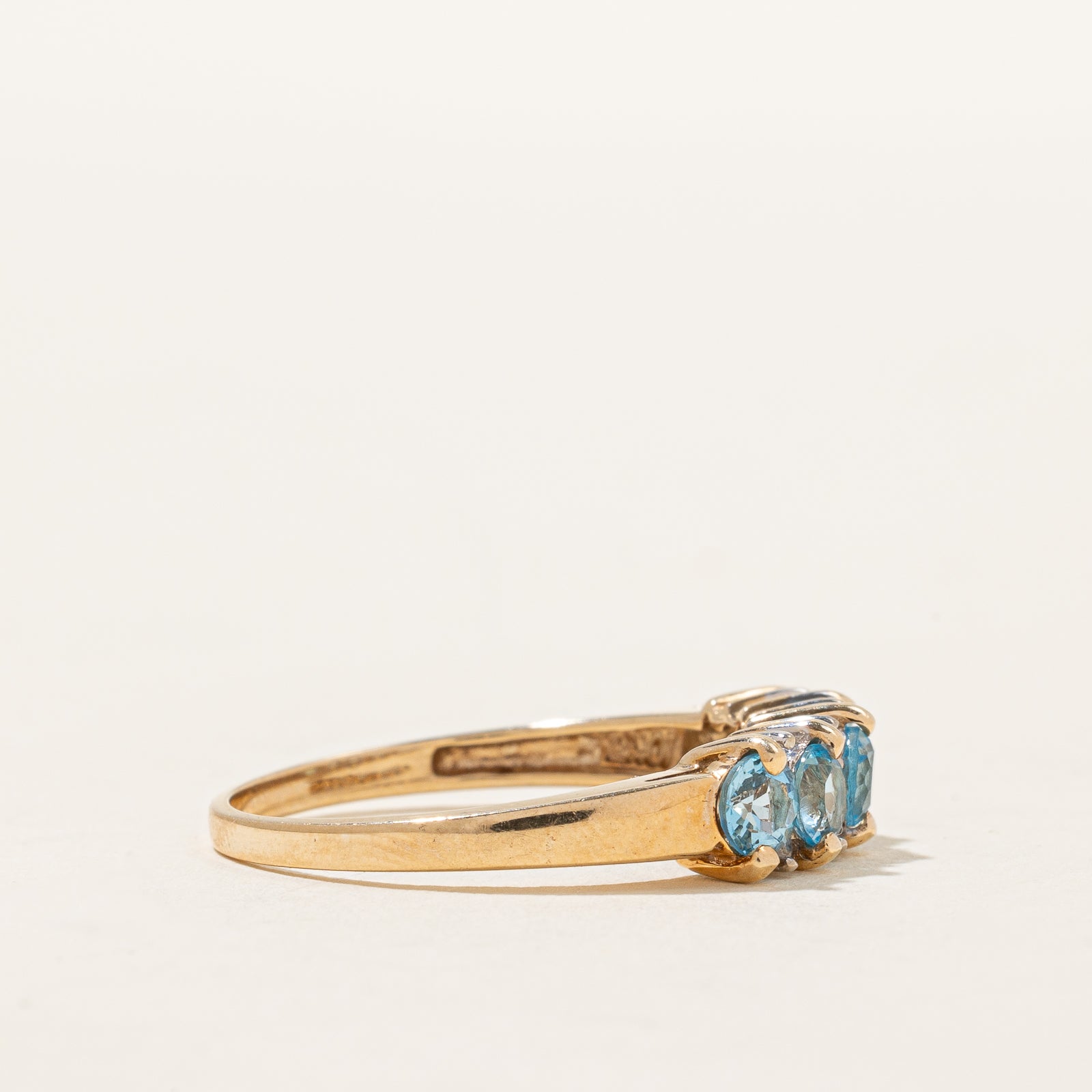 Five Stone Blue Topaz & Diamond Ring | 0.90ctw, 0.04ctw | SZ 7.75 |