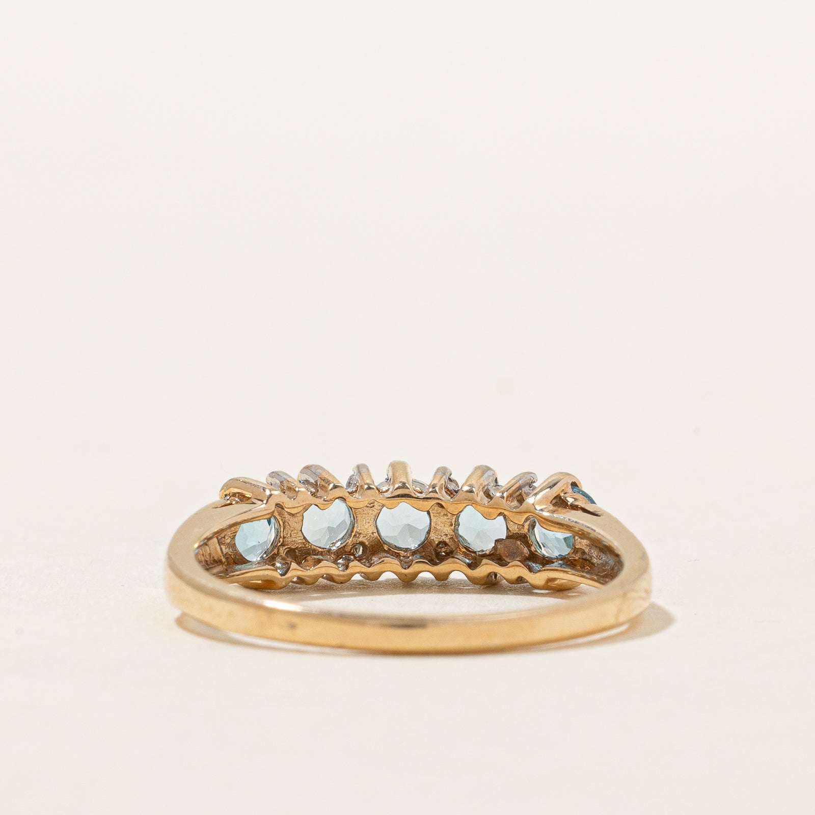 Five Stone Blue Topaz & Diamond Ring | 0.90ctw, 0.04ctw | SZ 7.75 |